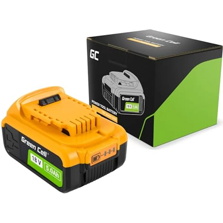 Green Cell 18V 5Ah Li-Ion Akku für DeWalt XR DCB182 DCB184 — Hochwertiger Ersatz mit LED-Ladeanzeige, langlebig und ohne Memory-Effekt – Bild 1
