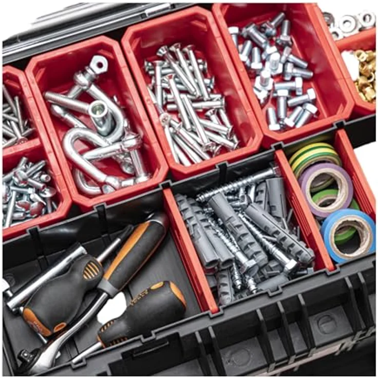Tool Brothers RHINO XL Werkzeugkoffer ECO Handling+ mit 26l Volumen, stapelbar und Organizer, IP66 Schutzklasse, 535 x 327 x 277 mm – Bild 6