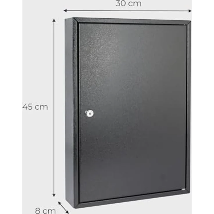 HMF Schlüsselkasten abschließbarer Schlüsselschrank mit 64 Haken, verstellbare Hakenleisten, 45 x 30 x 8 cm, schwarz – Bild 3