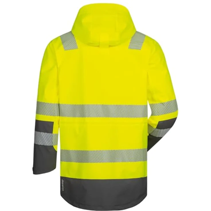HELMUT FELDTMANN Warnschutzparka ARWID Gr. XXL, gelb/grau, wasserdicht, atmungsaktiv mit thermofixierten Reflexstreifen und abnehmbarer Sturmkapuze – Bild 2