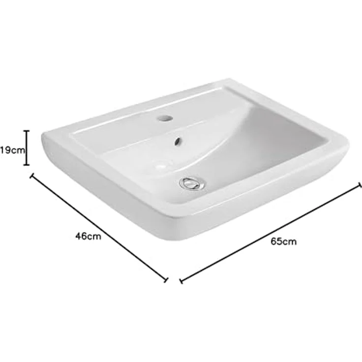 Ideal Standard Waschtisch Eurovit Plus, 65 cm, 1 Hahnloch mit Überlauf, Alpinweiß – Bild 2