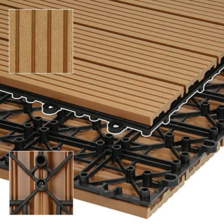 Terrassenfliesen 30x30 cm 11er Set für 1m² Teak aus WPC – Bild 4