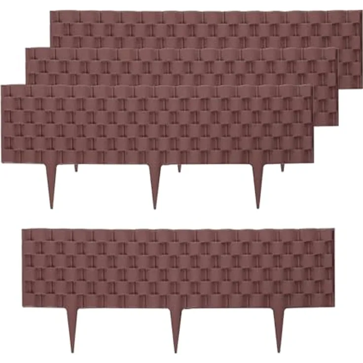 HTI-Living Beetumrandung Nessa Flechtzaun 4-teilig Braun, Beetbegrenzung Beeteinfassung Rattanoptik