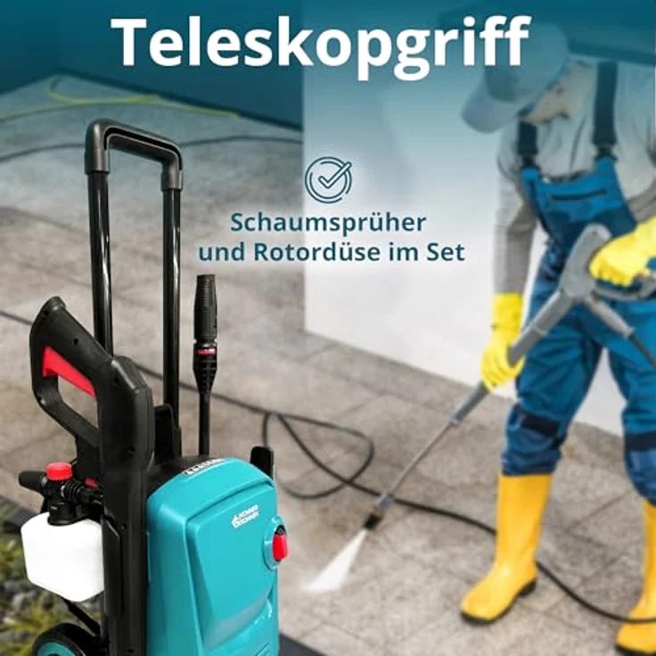 Könner & Söhnen Hochdruckreiniger KS PW145V, max. Druck 145 bar, mit Teleskopgriff, Auto-Start/Stopp-System und Schlauchtrommel – Bild 5