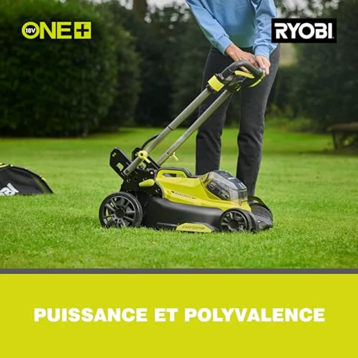 Ryobi Akku-Rasenmäher 'ONE+ RY18LMX40C-240' 18 V mit 2 Akkus, bis 500 m², 40 cm Schnittbreite, inklusive Mulchkit, zentrale 7-stufige Schnitthöhenverstellung, EasyEdge™ Rasenkamm, 50 Liter Fangkorb – Bild 6