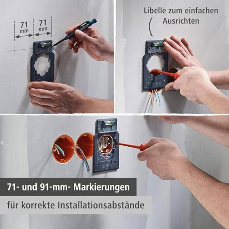 Wolfcraft 5897000 Bohrkronen-Set 3-tlg. für Hohlwanddosenmontage, inkl. Carbonstahl-Lochsäge Ø 68 mm und Lochrandsenker – Bild 2