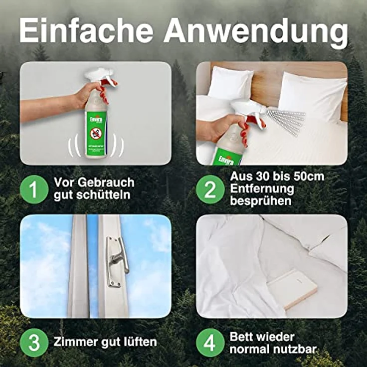 Envira Bettwanzen-Spray 500 ml & 2 Liter - Bettwanzen-Bekämpfung für Matratzen & Textilien - Mittel gegen Bettwanzen & Larven - Bettwanzen bekämpfen - Geruchlos & auf Wasserbasis – Bild 5