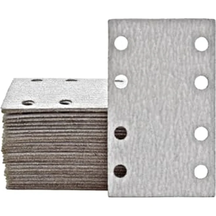 MioTools Shark Klett-Schleifblätter, 133 x 80 mm, 8-Loch, Normalkorund K150, 50 Stück f. Schwingschleifer – Bild 1