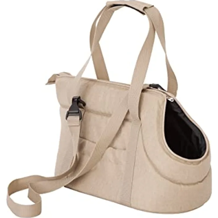 DOGGY Hundetasche, Hände frei Reisetasche mit Seitentaschen, Katzentasche, Beige, L: 25 x 43 x 27 cm - HAUSTIERFREUNDLICH, SAFE, LEICHT SAUBER ZU HALTEN