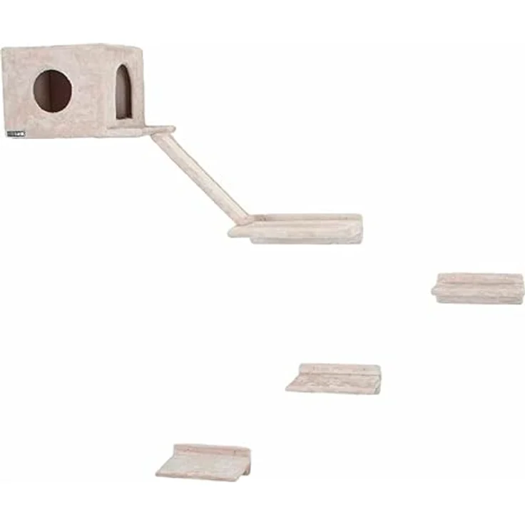 Kerbl Kletterwand „Montblanc“ für Katzen, 6-teilig, 1x Höhle / 3x Trittbrett / 1x Liegebrett / 1 x Rampe, Bis 10 kg, Beige – Bild 1