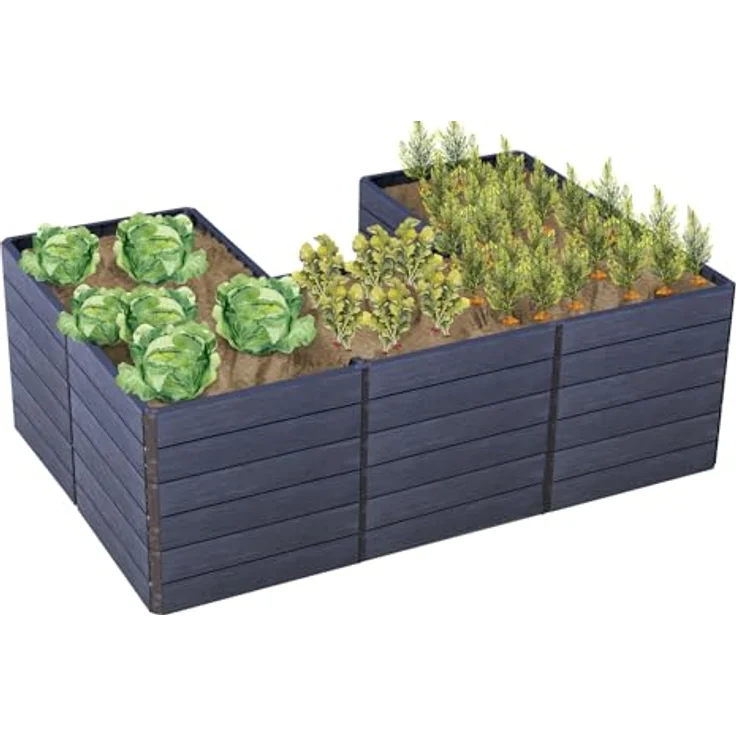 Garantia Ergo Quadro U L 75 Hochbeet Wood, inkl. Flora Wassersparsystem - Blumentopf, Große Anbaufläche, langlebig, einfache Montage - Garten Hochbeet – Bild 3