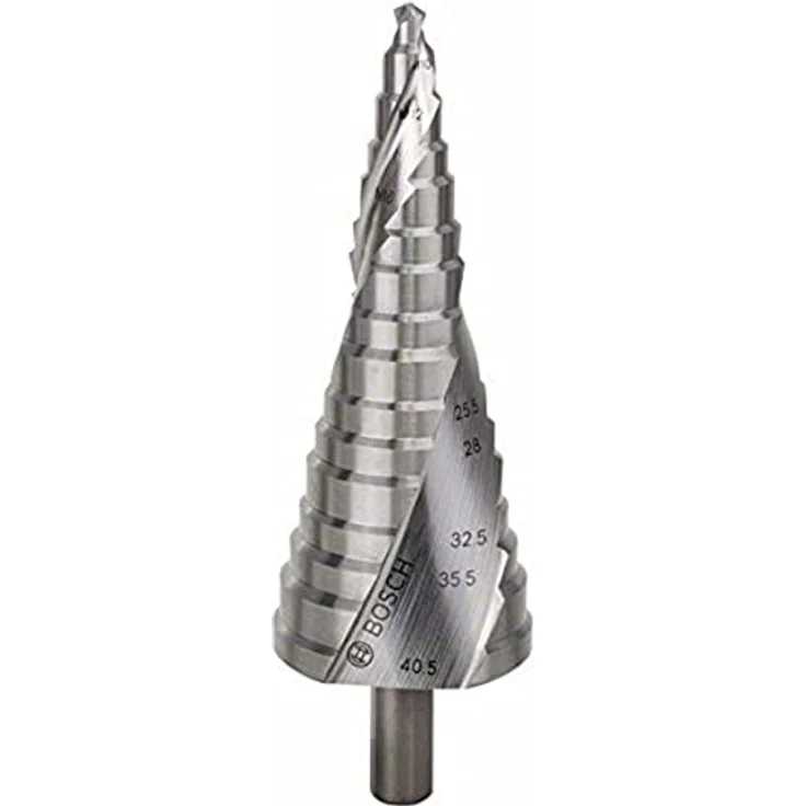 Bosch Accessories 2608587427 HSS Stufenbohrer, 6-38.5 mm und 6-40.5 mm, M10-M40, 3-Flächenschaft, Gesamtlänge 125.5 mm, 1 St. – Bild 1