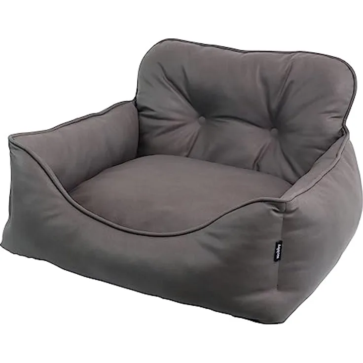 Nobby 61931 Komfortbett eckig ENOCK dunkelgrau Mikrofaser mit Wendekissen und Anti-Rutsch-Noppen, waschbar bis 30°C, 75 x 70 x 22/38 cm