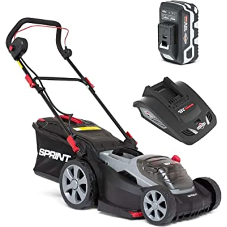 Sprint 18V Lithium-Ionen Schnittbreite 37 cm Akku-Rasenmäher 370P18V, inklusive 1x 5Ah Batterie und Ladegerät, 5 Jahre , rot – Bild 2
