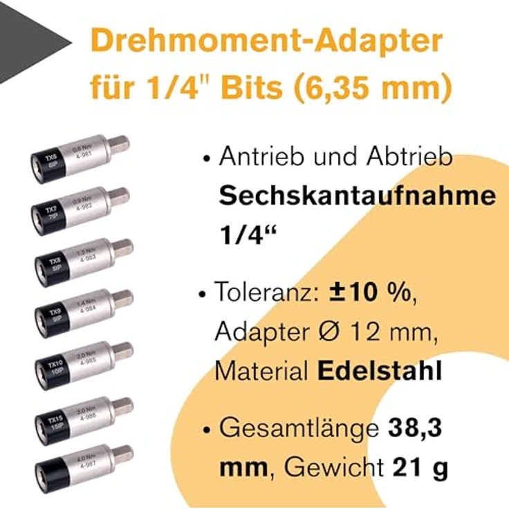 Bernstein Tools for Electronics 4-987 Drehmomentadapter 1/4" (6.3 mm), präzise mit max. 4.0 Nm Drehmoment – Bild 2