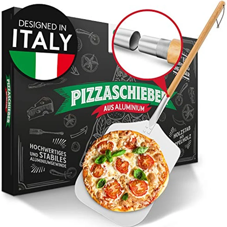 Pizza Divertimento Pizzaschieber Pizzaschaufel aus rostfreiem Aluminium (83 cm)- Praktisches & Robustes Gewinde Pizzaheber mit abgerundeten Kanten – Bild 2