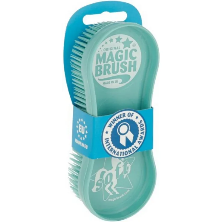 Kerbl Fellbürste MagicBrush Soft turquoise - sanfte Pflegebürste für Pferde und Ponys