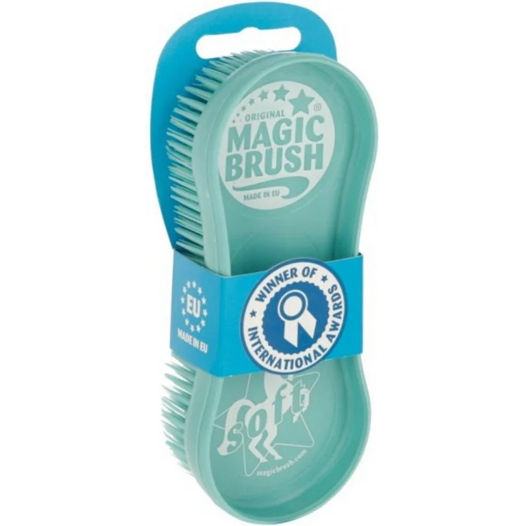 Kerbl Fellbürste MagicBrush Soft turquoise - sanfte Pflegebürste für Pferde und Ponys – Bild 1