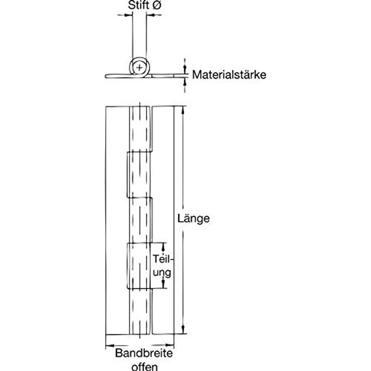 vasalat SECOTEC Stangenscharnier 20X400 mm, hochwertige Stahlkonstruktion, vermessingt matt, 1 Stück – Bild 3