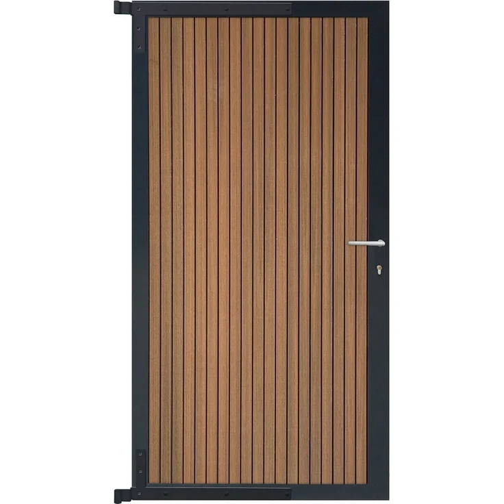 GartenLand Zauneinzeltür Shadowline, Vertikal 90x175 cm, Mahagoni/Alu Anthrazit, pflegeleicht und witterungsbeständig