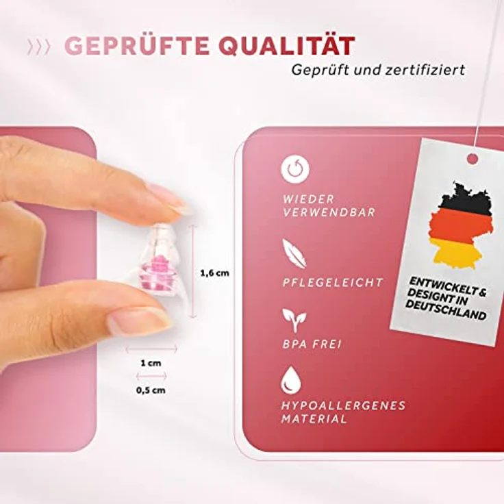 Schallwerk ® Women+ | unauffällige Gehörschutz Ohrstöpsel – dämpfen Lärm & erhalten Tonqualität – Ohrenstöpsel transparent - Earplugs geeignet für Musik, Festival, Arbeit & Lernen - Preisvergleich – Bild 4