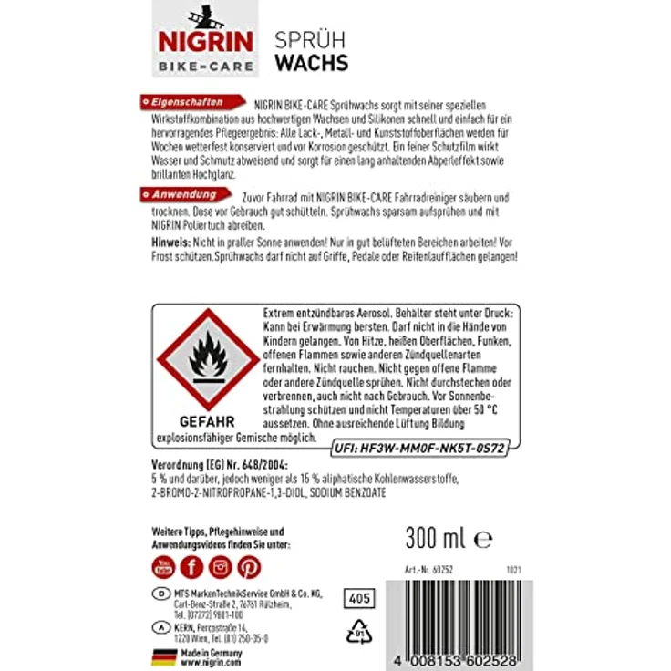 NIGRIN Sprühwachs Fahrrad 300ml grau – Bild 6