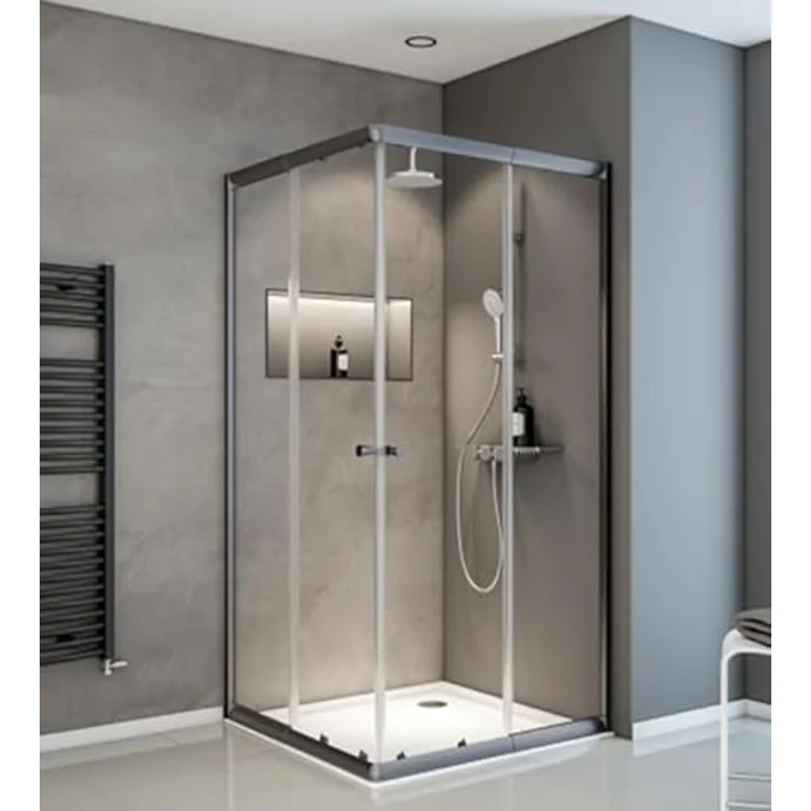 Schulte Duschkabine Sunny Eckeinstieg, variabel montierbar 75x75 bis 90x90 cm, 180 cm hoch, 4 mm Sicherheitsglas, Gunmetal, EP19442 287 50 – Bild 3