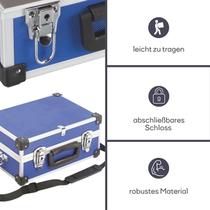 Werkzeugkiste Werkzeugkasten Aluminum Case 32x23x15,5cm blau – Bild 6