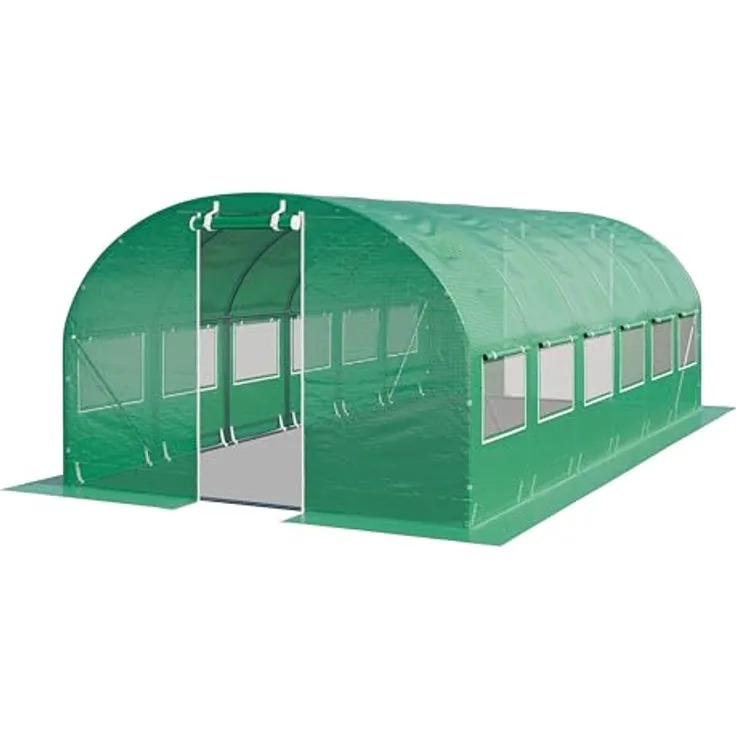 TOOLPORT Foliengewächshaus Gewächshaus 3x6m stabil & langlebig mit Fenster - grün transparent, reißfeste PE Plane 180g/m²