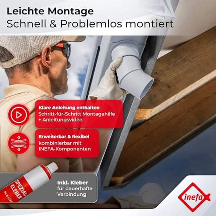 INEFA Dachrinnen Set PVC 3m NW 68 Kastenrinne braun, Witterungs- und UV-beständig, Made in Germany – Bild 5