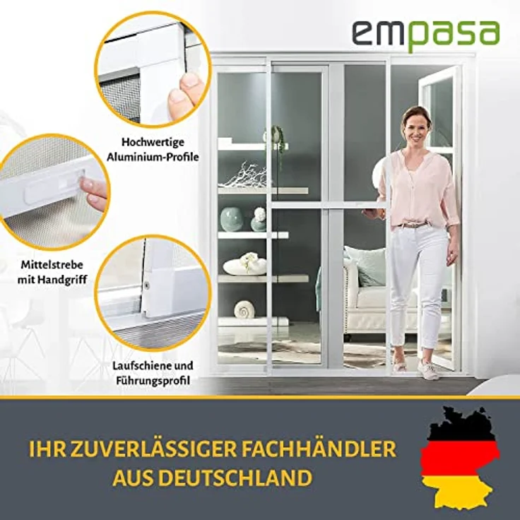 empasa Fliegengitter Insektenschutz Schiebetür 'COMFORT', 120 x 240 cm – Bild 3