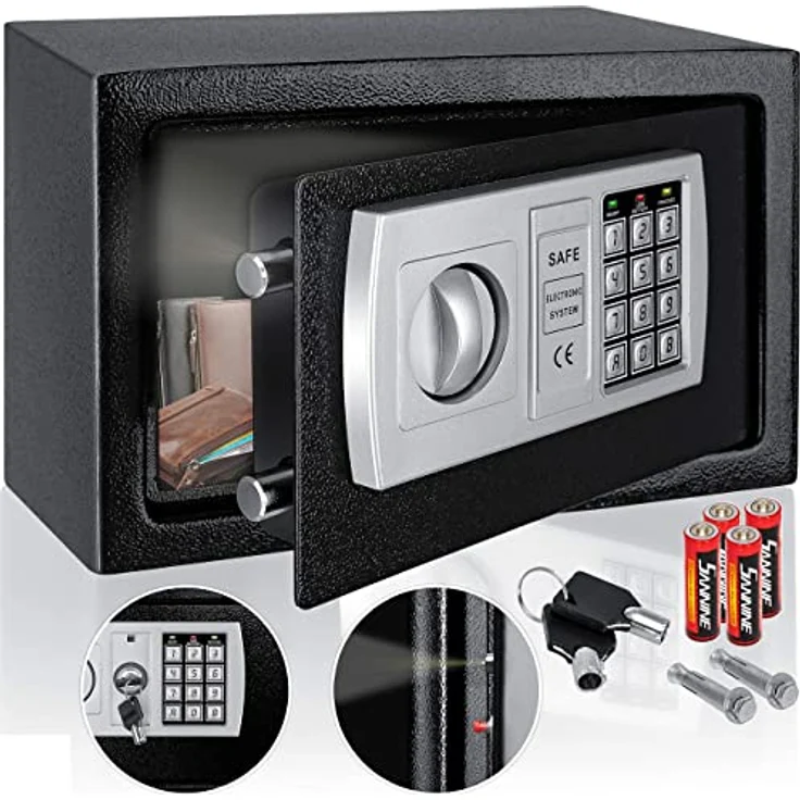 KESSER Tresor Safe Elektronik-Zahlenschloss 31x20x20cm LED-Anzeige Stahlbolzen Schwarz – Bild 1