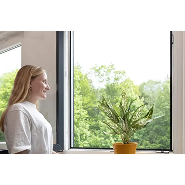Schellenberg 70470 Fliegengitter Fenster Easy Click mit Fiberglasgewebe ohne bohren, einfaches Einklicken des Insektenschutz Gewebes, Fliegennetz problemlos austauschbar, 100 x 120 cm, weiß – Bild 3
