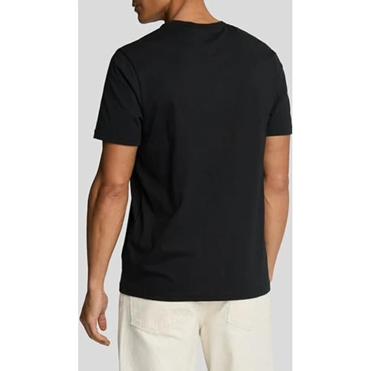 Lyle and Scott Plain T-Shirt Herren, Schwarz, aus weicher Baumwolle mit geripptem Rundhalsausschnitt, Größe L – Bild 3