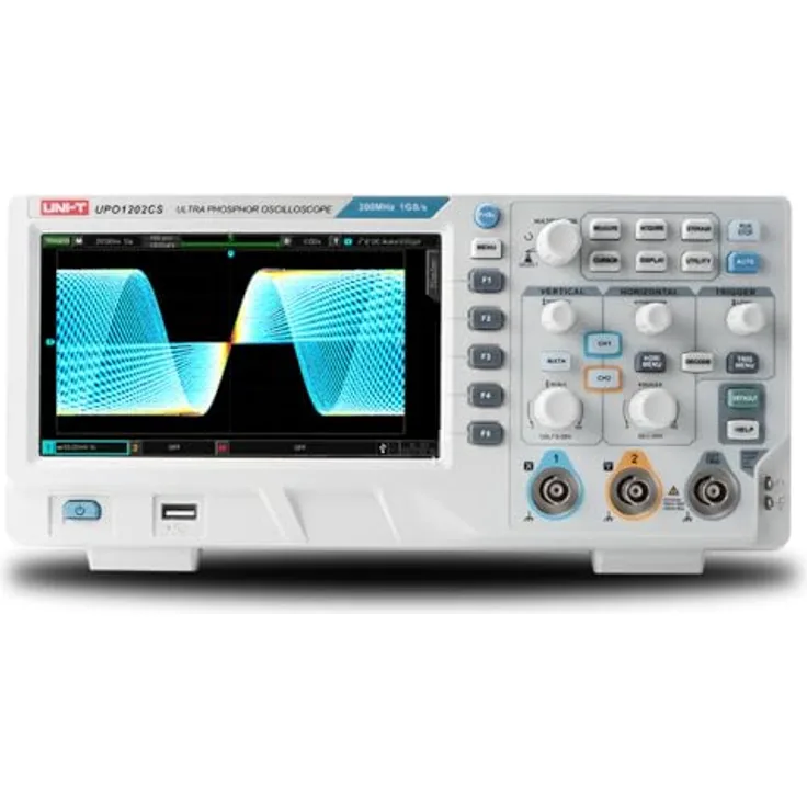 UNI-T UPO1202CS digitales Phosphoroszilloskop 2 Kanäle 200MHz 56Mpoints 500kwrfms 7"TFT LCD
