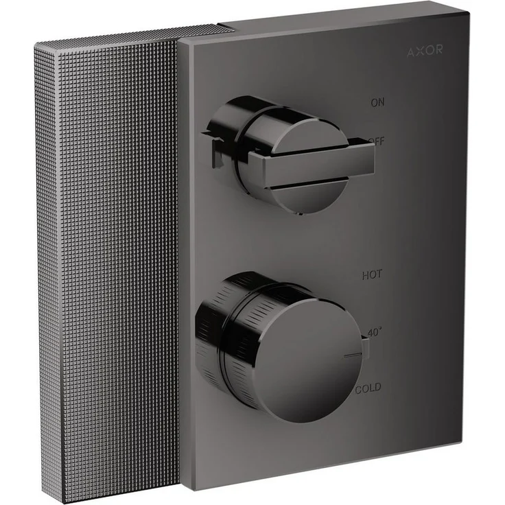 Hansgrohe Axor Edge Thermostat Unterputzarmatur mit Absperrventil, Polished Black Chrome (Diamantschliff), 26 l/min Durchflussmenge, Sicherheitssperre 40°C