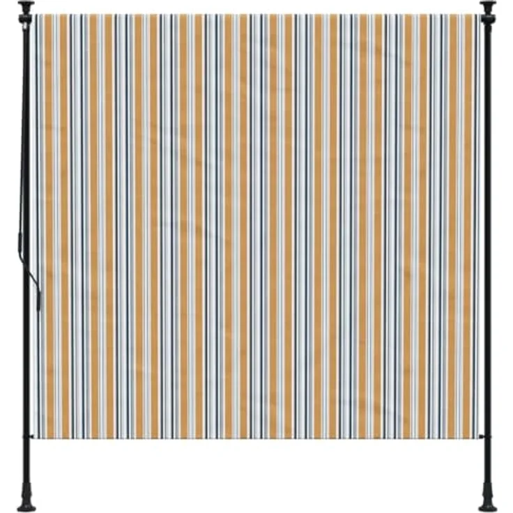 vidaXL Außenrollo, Senkrechtmarkise mit Kurbel, Gelb Weiß 200x270cm Stoff Stahl, UV-beständig und einziehbar – Bild 3