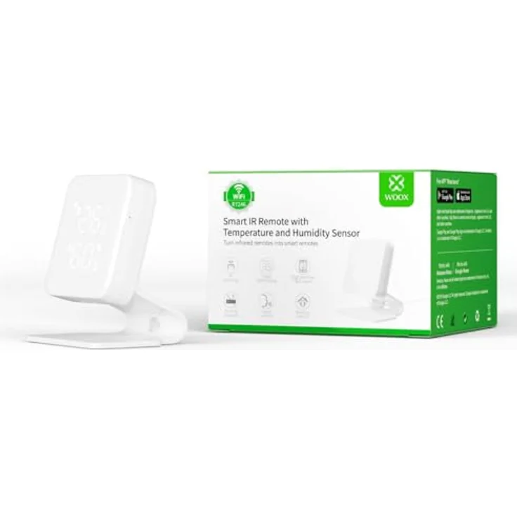 Woox R7246 Smart IR Remote, Infrarot-Fernbedienung mit Temperatur- und Luftfeuchtigkeitssensor, USB-C, Weiss – Bild 2