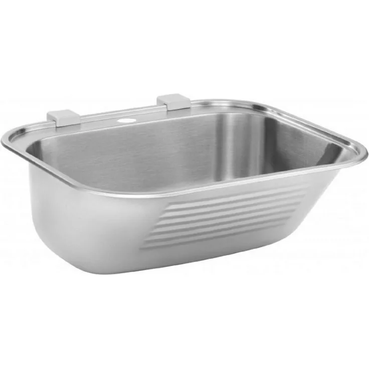 QLS Waschbecken Edelstahl, Ausgussbecken Spülbecken Waschtrog Draußen Silber 55 x 50 x 21 cm