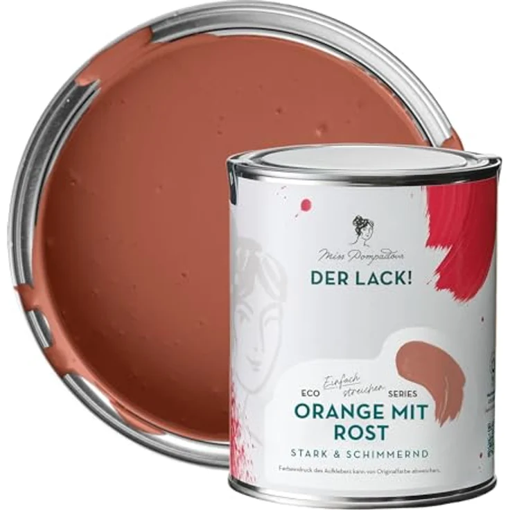 MissPompadour Holzfarbe Orange mit Rost, 1L Seidenmatte, witterungsbeständig für Innen & Außen, hohe Deckkraft und schnelle Trocknung – Bild 1