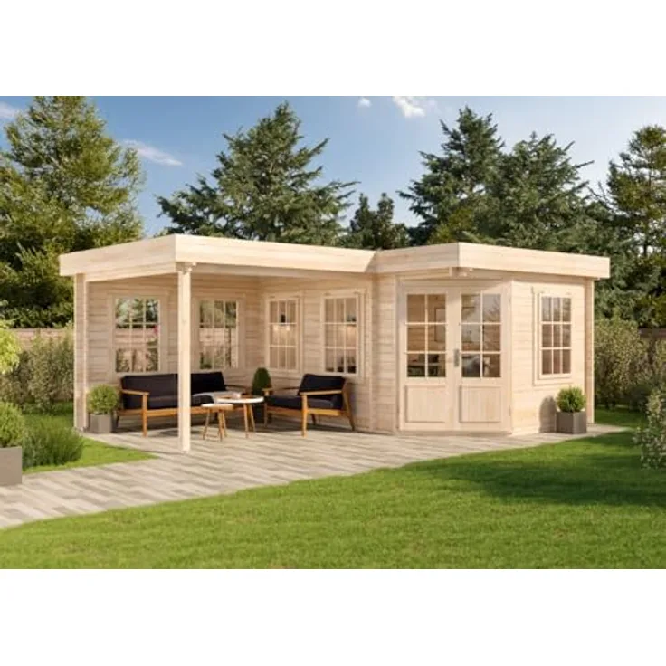 Alpholz Gartenhaus 5-Eck Pepe, BxT: 618x462 cm, großzügiges Vordach, lichtdurchfluteter Innenraum - Preisvergleich