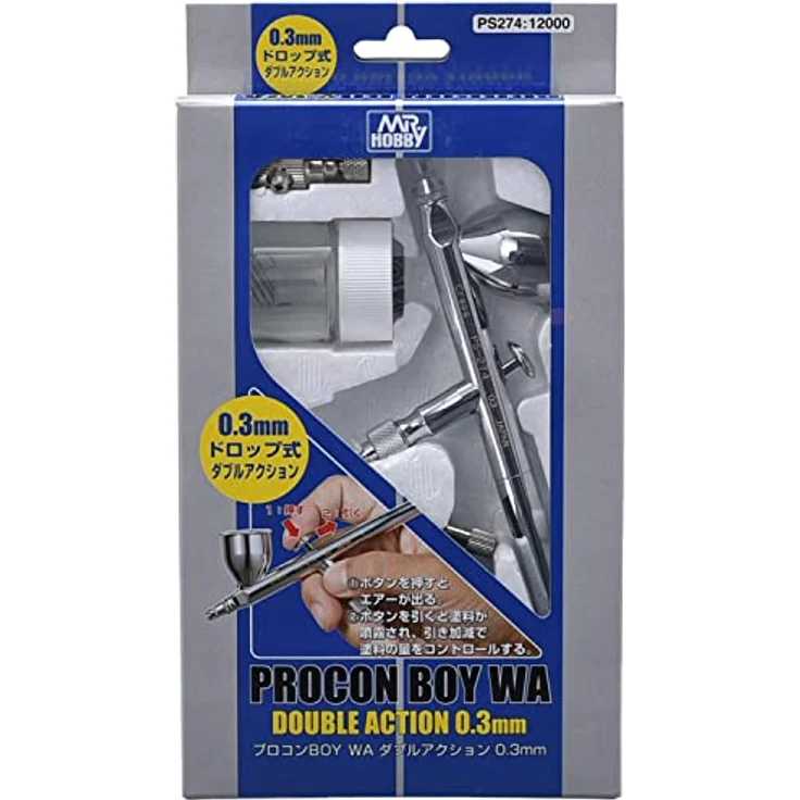 GSI Creos PS274 Procon Boy WA Double Action, Airbrush mit 0,3 mm Düse und umfangreichem Zubehörset – Bild 4