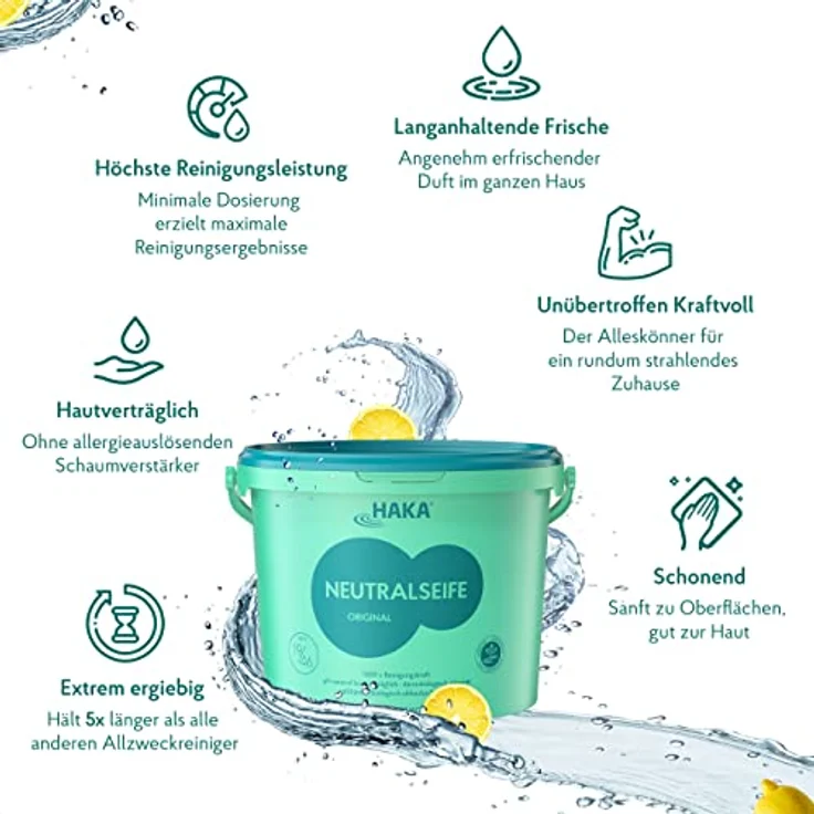 HAKA Neutralseife Original Universalreiniger 5kg Eimer Allzweckreiniger, 100% biologisch abbaubar, pH-neutral, vegan – Bild 3