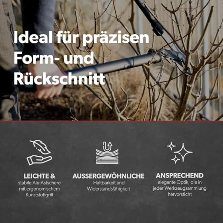 siwitec Teleskop-Amboss-Astschere SG-23, Getriebeastschere mit ergonomischem Griff, 66-92 cm, schwarz-rot – Bild 6