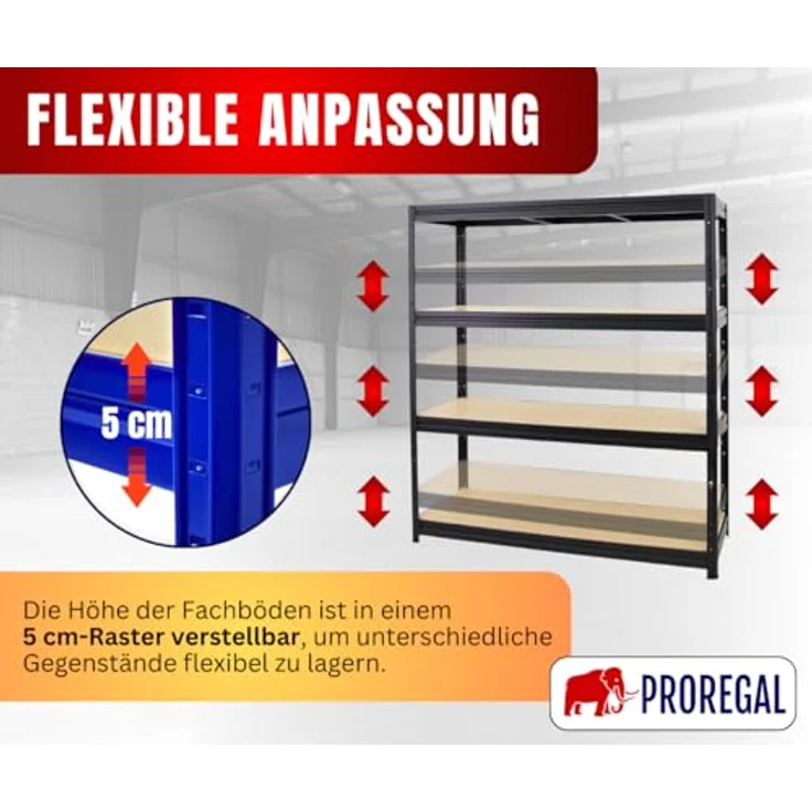 PROREGAL® Schwerlastregal Mammut, Gesamttraglast bis zu 2400kg, pulverbeschichtet – Bild 4
