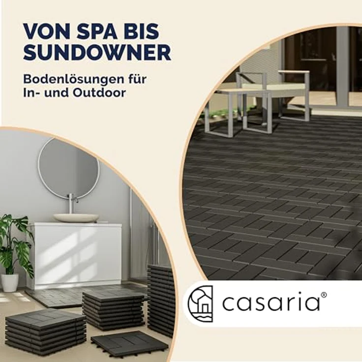 Casaria WPC Fliesen 66x Mosaik Anthrazit Holzfliesen 30x30cm – Bild 6