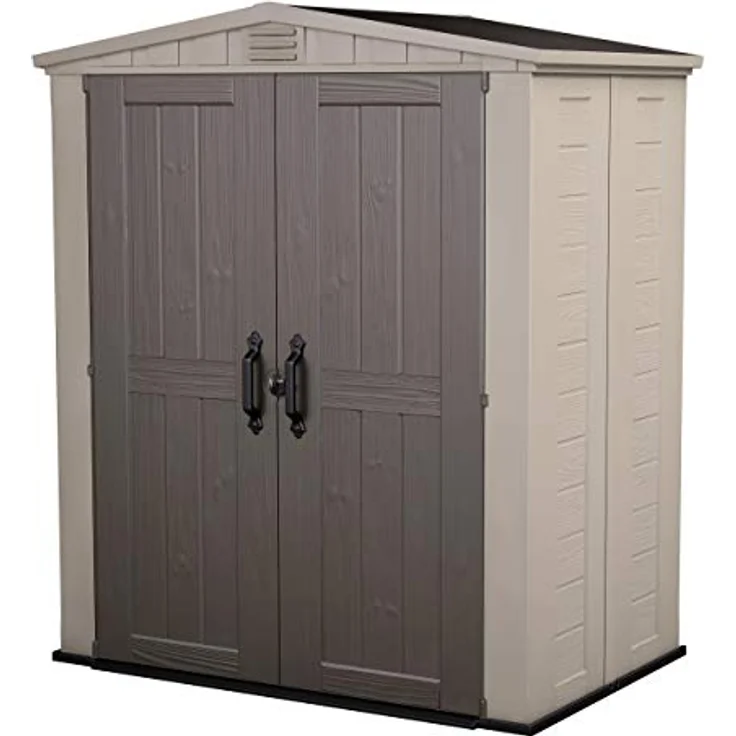 Keter Gerätehaus Factor 6x3, Beige, 3.1m³ Rauminhalt, Außenmaße (B/T/H):178 x 113.5 x 208 cm, wetterfest, wasserdicht, UV-beständig, Outdoor – Bild 1