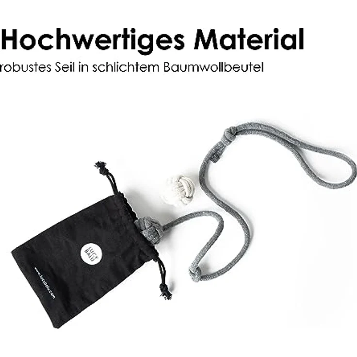 LucyBalu® Wurfspielzeug für Katzen | Katzenbälle als natürliches interaktives Katzenspielzeug | Katzenball werfen | Spielbälle für Katzen aus Baumwolle | Katzen Spielsachen | 2er Set Weiß/Anthrazit – Bild 2