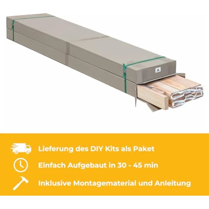 MEGA HOLZ Sichtschutzzaun Rhombus DIY, Lärche Natur, 180x180 cm, variabel in Höhe und Breite, stabile Lamellenstruktur – Bild 7