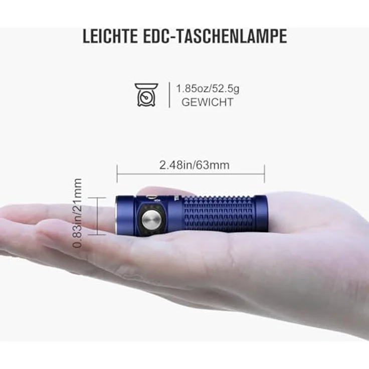 OLIGHT Baton 4 LED Taschenlampe, 1300 lm, wiederaufladbar, langlebiger Metallschalter, bis zu 30 Tage Laufzeit – Bild 3